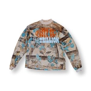 Post Malone Posty Co Long Sleeve Tee Shirt Tan Camo F-1 Trillion Crewneck Large